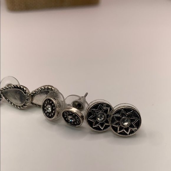 Silver Tone and Blue Spiral Earring Bundle with Vintage Finish - Picture 3 of 6
